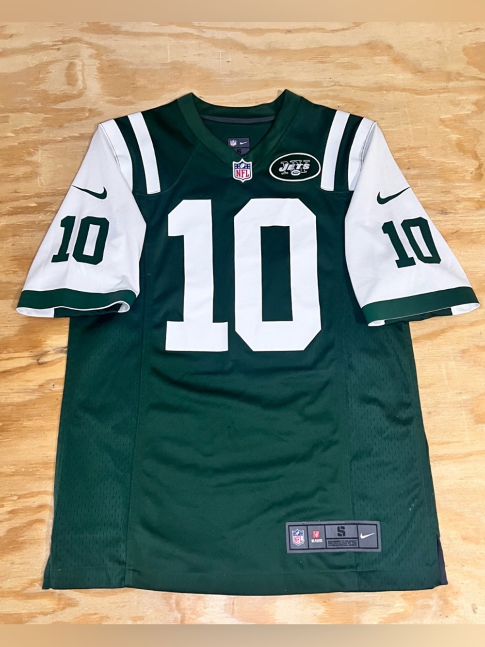 Nike New York Jets Jersey Mens Green Holmes #10 NFL Football Size S